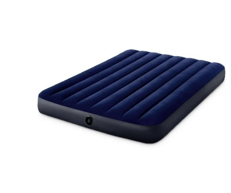 -Light and comfortable, the new Dura-Beam Standard Classic Downy air bed from INTEX is perfect for resting at home and away from home -Designed for use by two people, it has dimensions of 152x203x25 cm. -The quality of this inflatable double mattress can be seen inside and out. -Its surface is grooved and soft to the touch, which gives it extra convenience and postural comfort. -On the interior, thousands of hard-wearing fine polyester fibers ensure the mattress doesn´t deform and that it adapts to the contour of the body. -The comfort you deserve inside and outside your home! -Connect it to the 2-in-1 valve with an extra-wide nozzle to have the bed ready in 5.5 minutes. -Being foldable and compact it will take up very little space when you store or transport it, versatile and comfortable to use. -This INTEX inflatable mattress is made from high-quality vinyl material which, in addition, is water resistant. -An extra rest area to enjoy inside and outside of the home